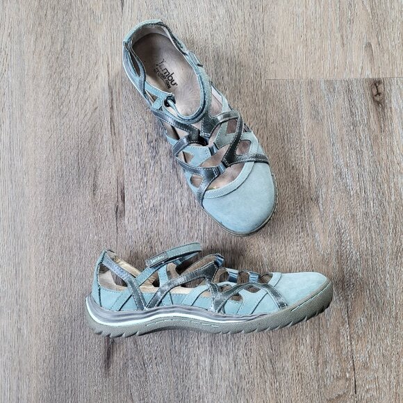 Jambu Tangerine Leather Strappy Walking Shoe Blue & Gray Size 8.5 - Picture 3 of 16